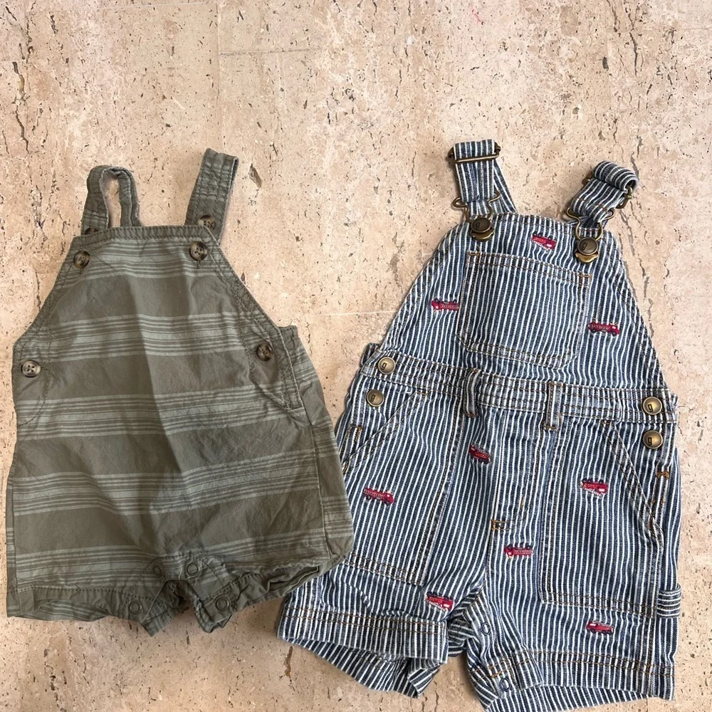Baby Boy 3-6 Month Overalls, Dress Shirt and Hoodie Bundle